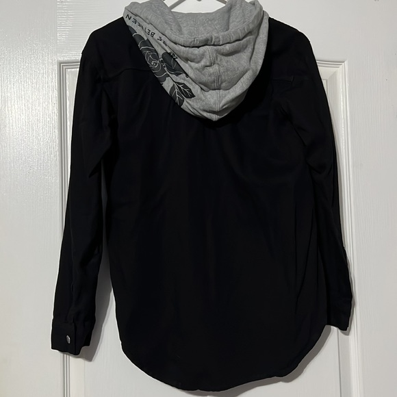 Divided Rose Between Thorns Button Down Jacket w/ Hood - Picture 2 of 3